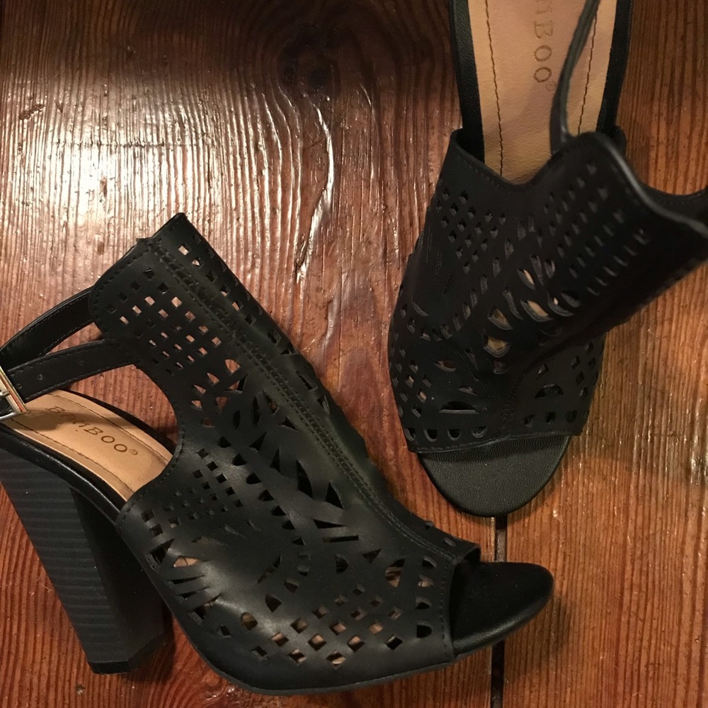 Bamboo peep toe heels